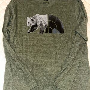 North face Green Long Sleeve Shirt with Bear Graphic